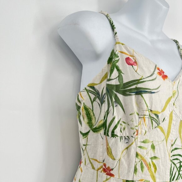 a loves a linen Blend floral tropical print Sun dress‎ Size S Sleeveless - Picture 3 of 9